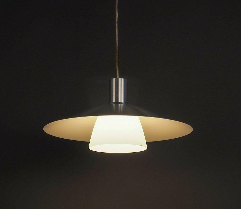 Danish Hanging Lamp In Metal With Milk Glass, 1980s photo buy