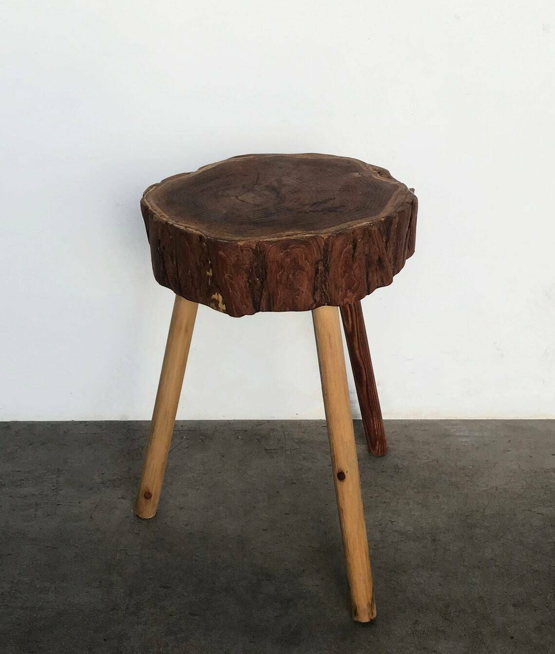 Original Vintage Retro Mid Century Wooden Yew Tree Slice Coffee Table / Side Table / Plant Stand George Nakashima Influence photo Furniture