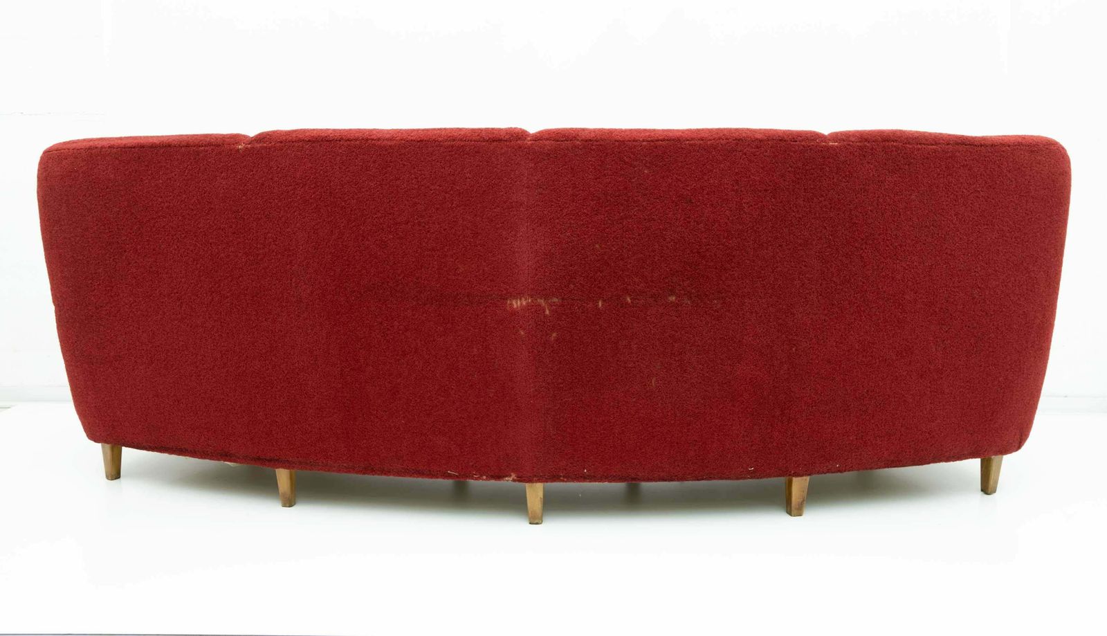 photo for sale Mid Century Modern Italian Velvet Four Seater Curved Sofa, 1950s