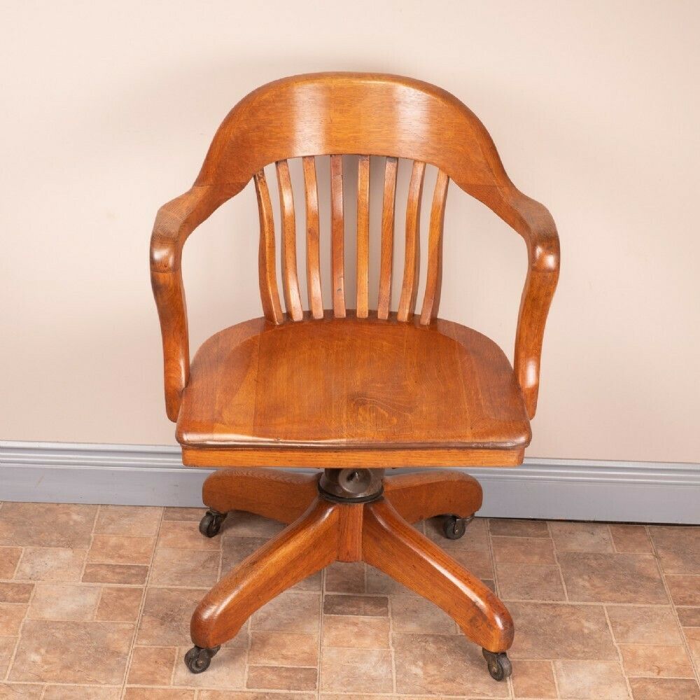 Oak Revolving Office Desk Chair photo furniture