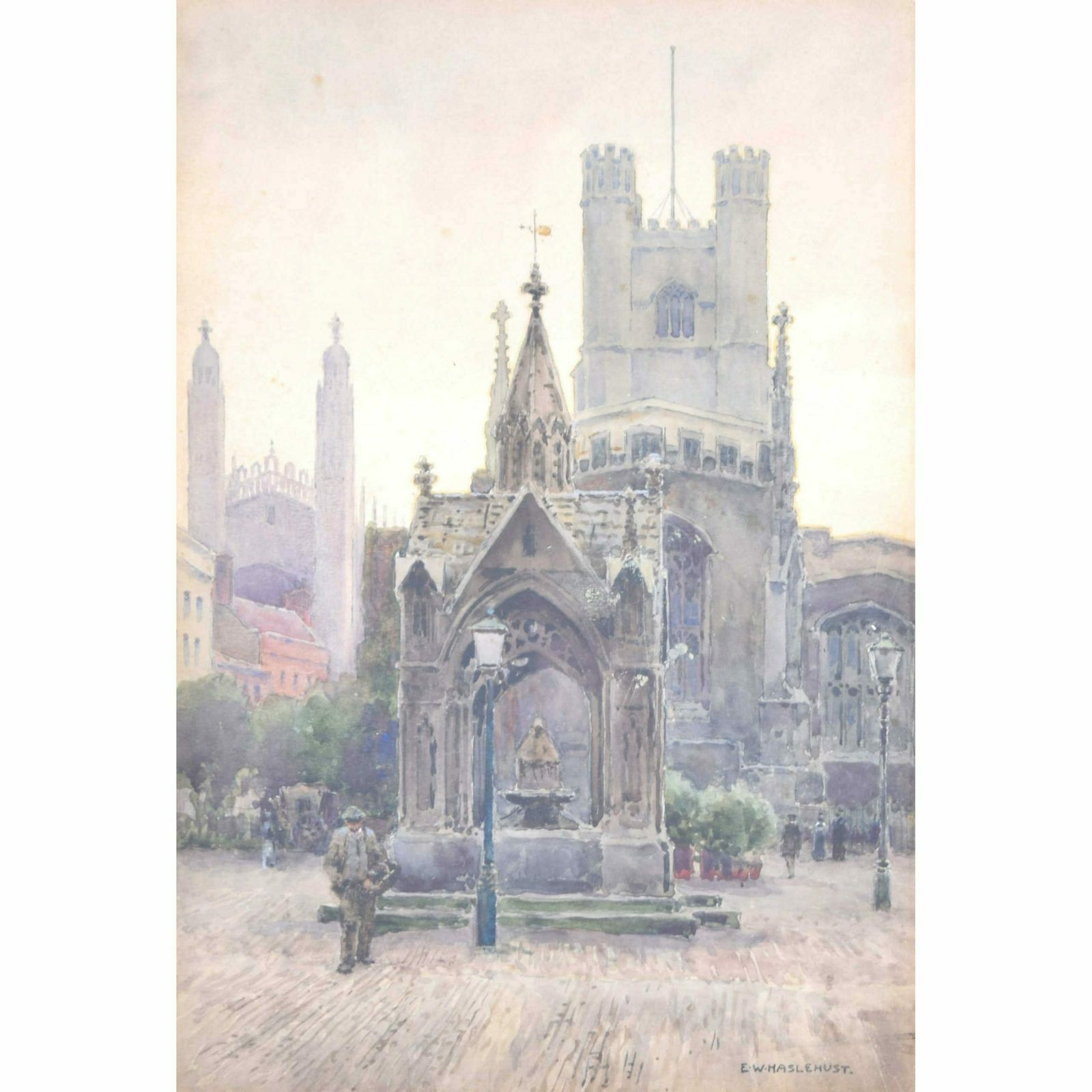 The Market Place Cambridge With A View Of Great St Mary’s Church And King’s College Chapel