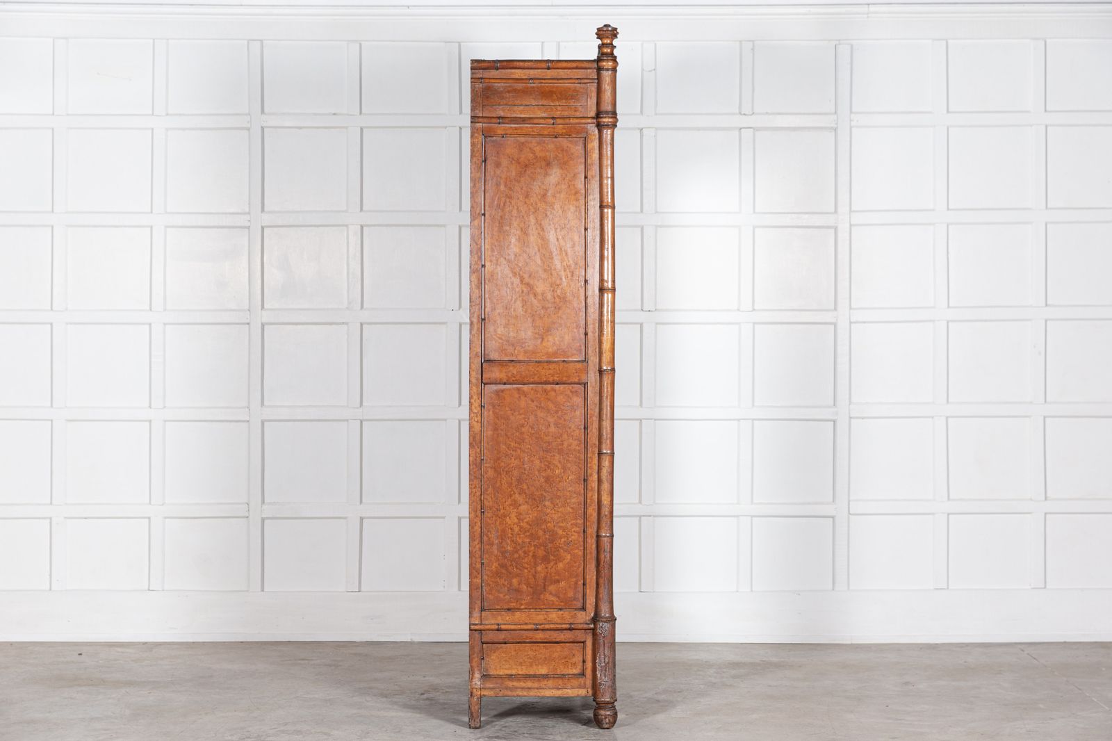 19thc French Faux Bamboo Walnut Mirrored Armoire photo vintage