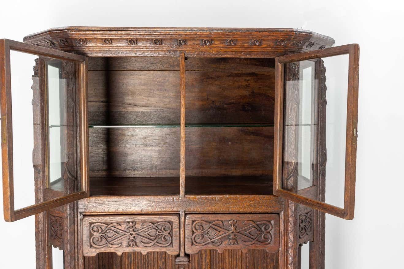 Neogothic Vitrine Oak And Glass, French, Circa 1920 photo Furniture