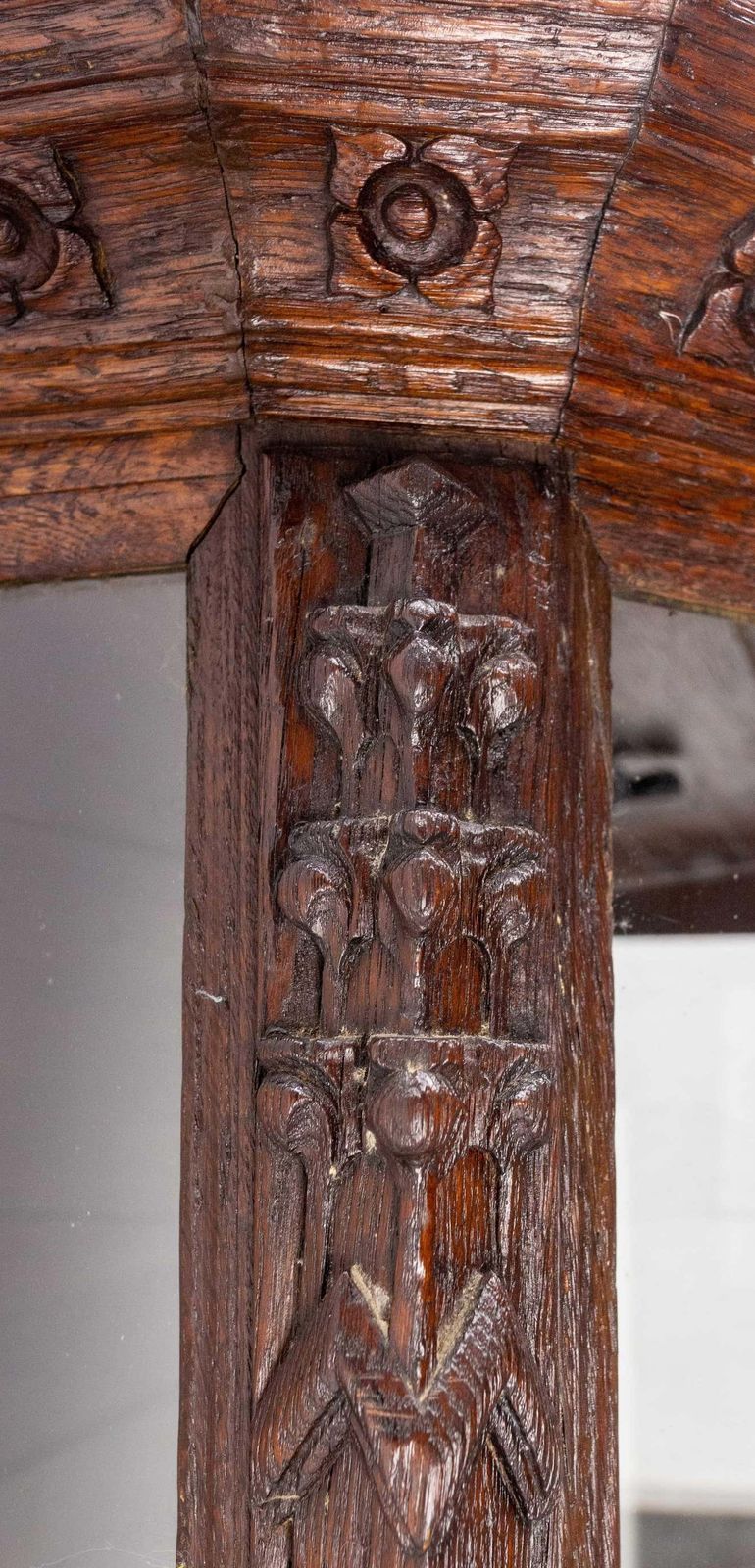 Neogothic Vitrine Oak And Glass, French, Circa 1920 photo vintage