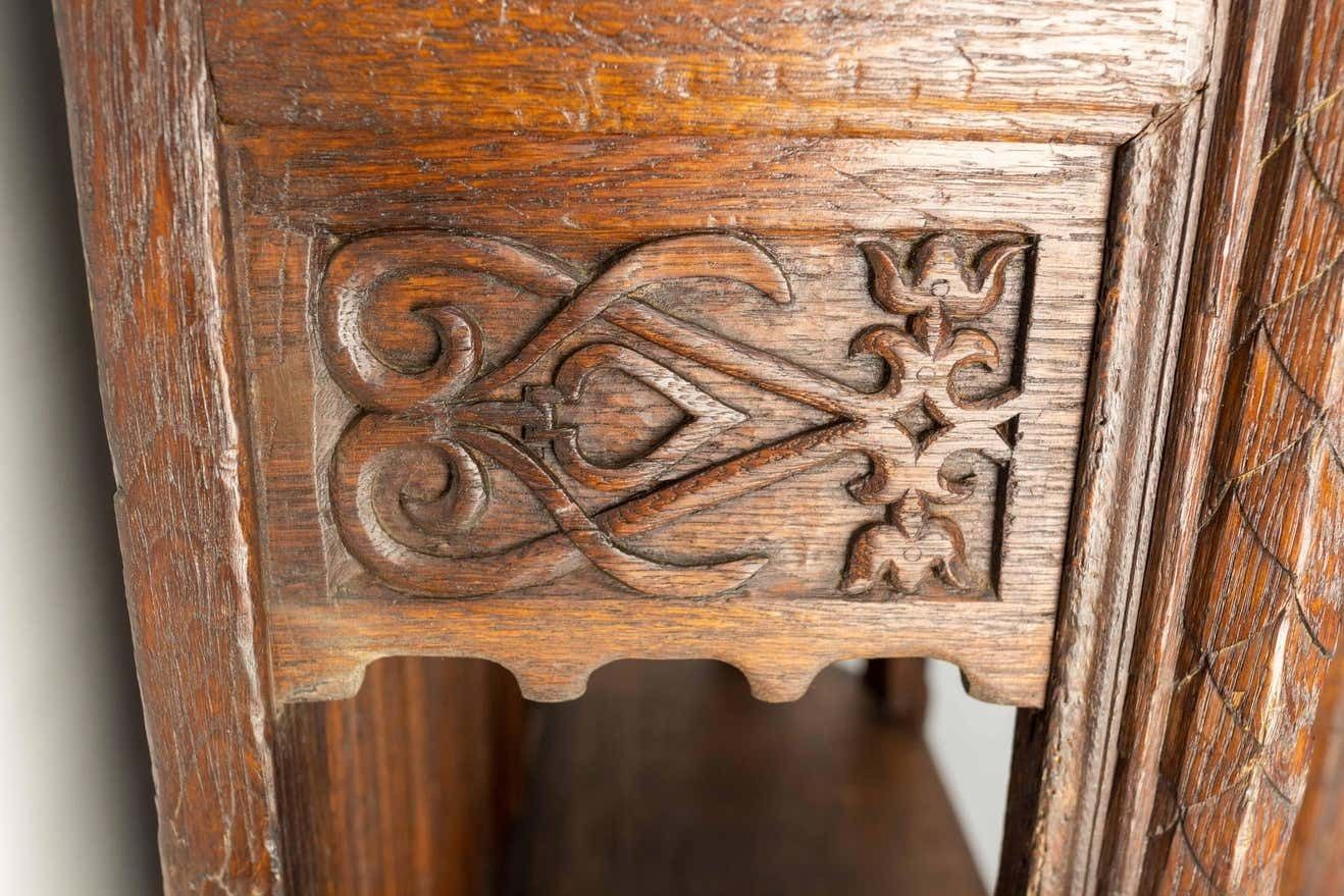 photo vintage Neogothic Vitrine Oak And Glass, French, Circa 1920