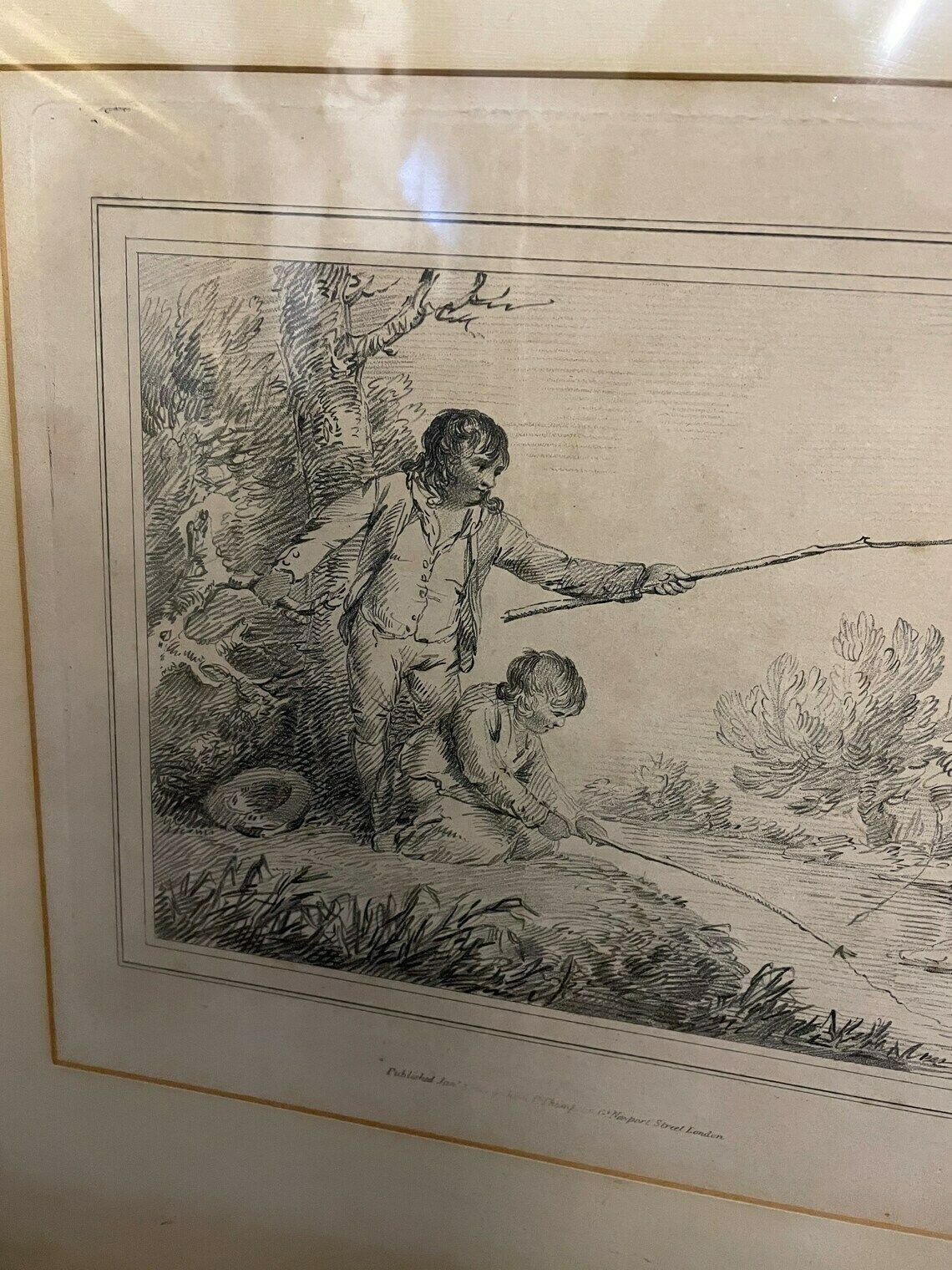 George Morland Ultra Rare Soft Etching Two Boys Fishing Published By John P Thompson From Morland Sketch Book photo furniture