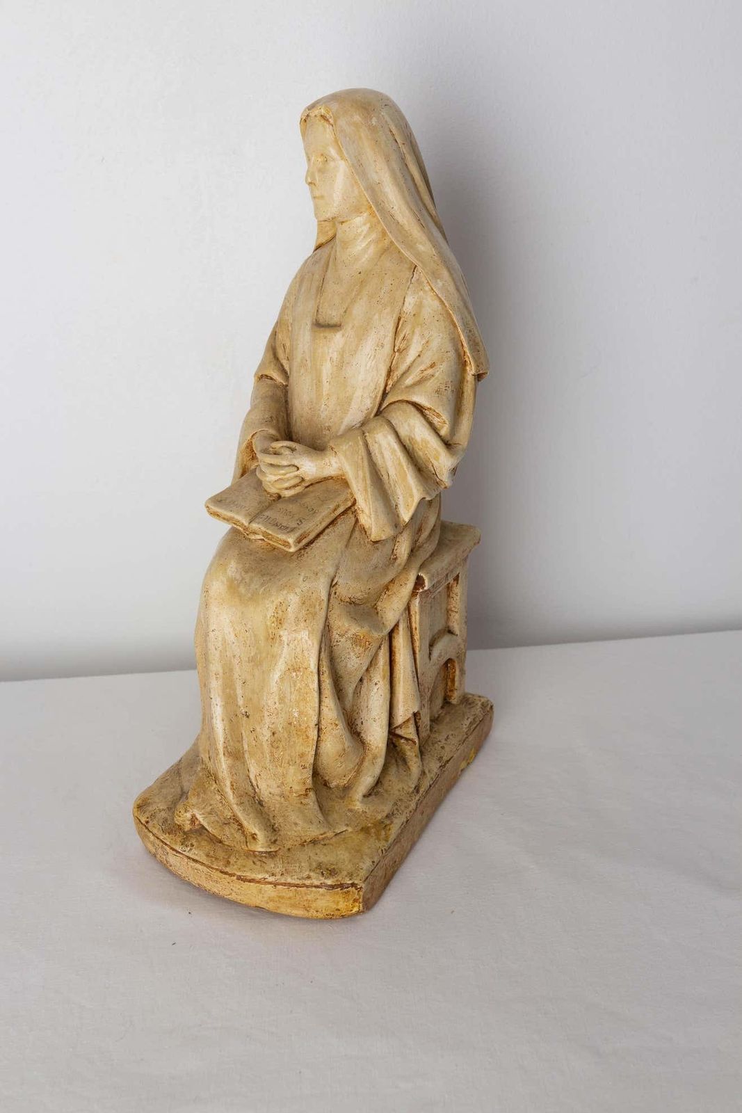 Nun Reading Gospels Patinated Plaster Statue French, Late 19th Century photo 441.0