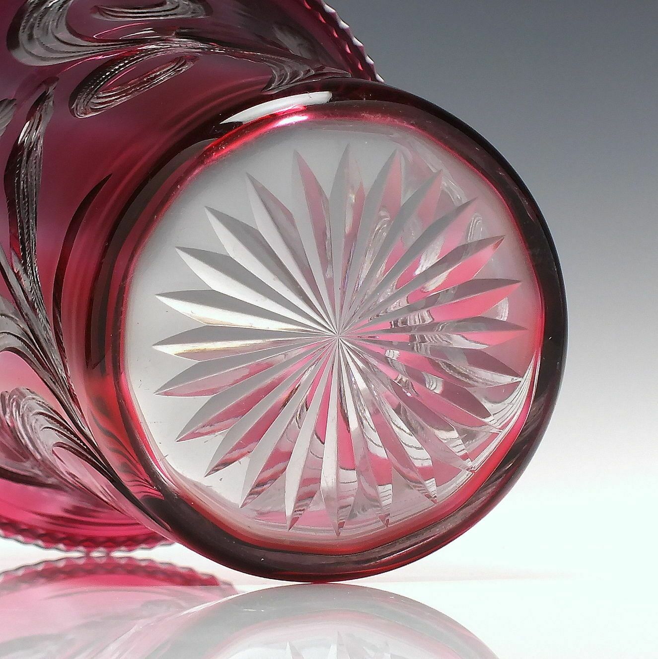 Rare Art Nouveau Cranberry Cut Vase C1910 1935 photo Home Decor