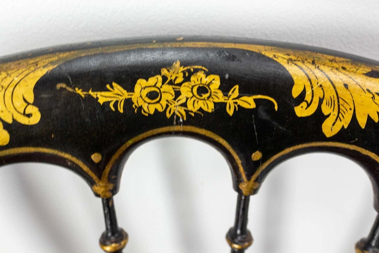 Furniture Pair Of Napoleon III Chairs Fabric And Painted Wood, French, Late 19th Century photo