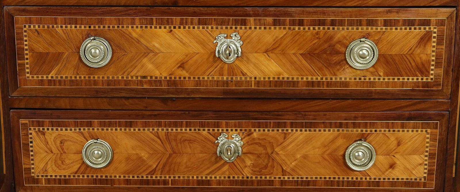 Small Commode In Precious Wood Marquetry, Stamped Cm. Magnien, Louis XVI Period – 18th Century photo vintage