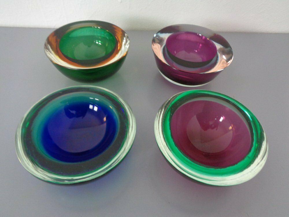 Sommerso Murano Glass Bowls By Flavio Poli, 1960s, Set Of 4