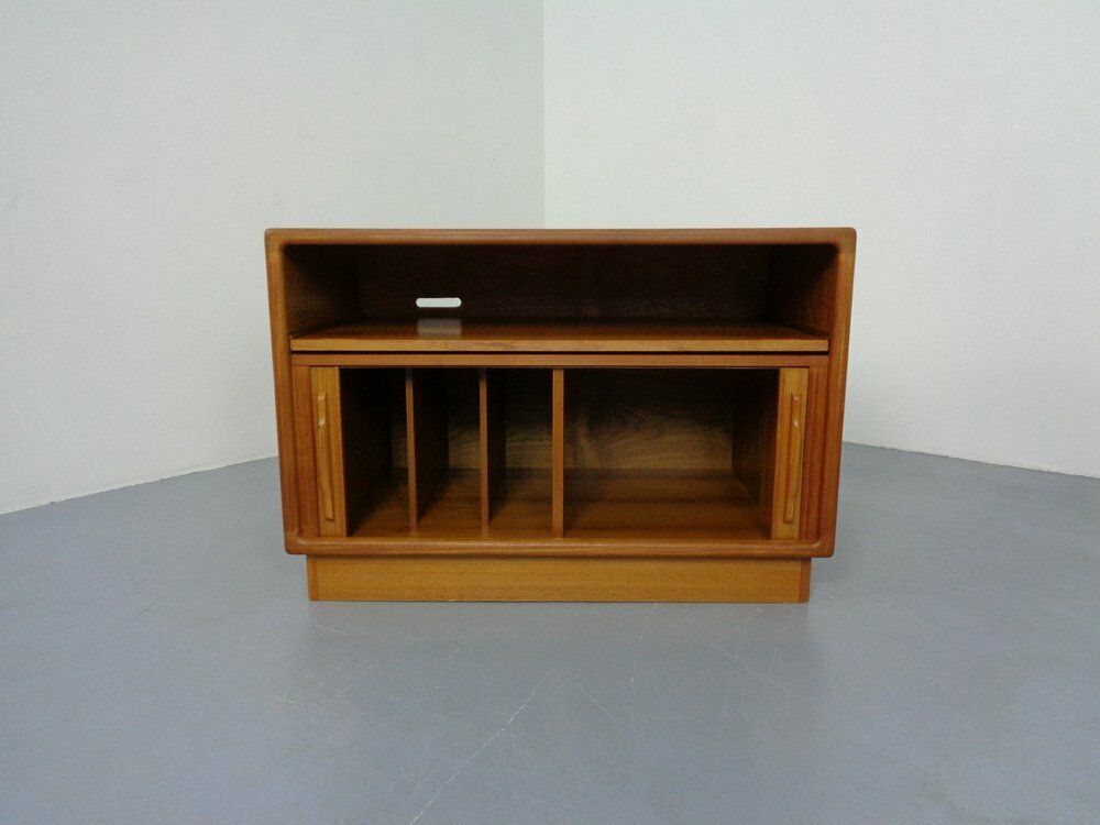 Small Teak Tambour Media Sideboard From Dyrlund, 1970s photo furniture