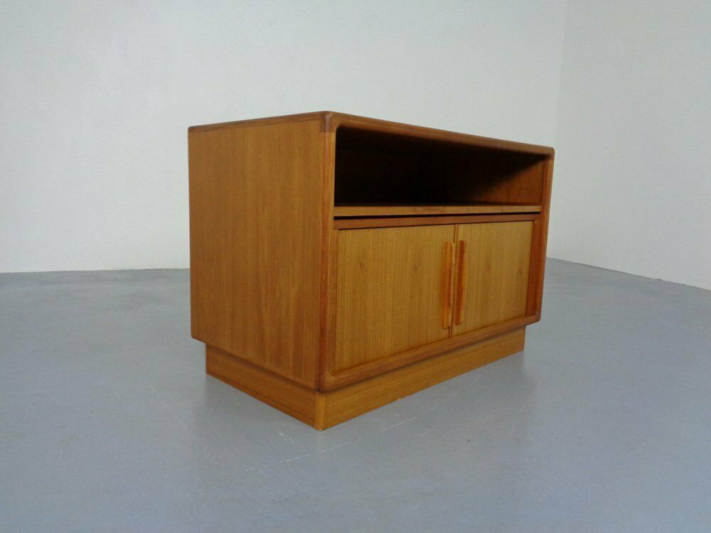 Small Teak Tambour Media Sideboard From Dyrlund, 1970s photo 580.0