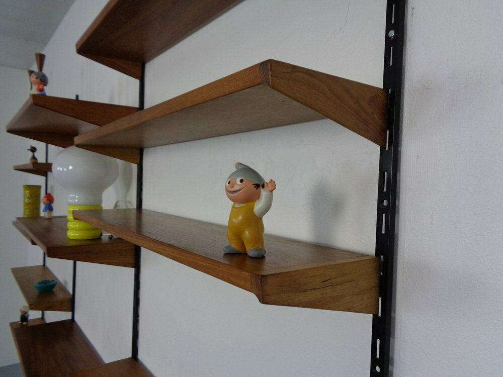 photo vintage Teak Wall Unit By Kai Kristiansen For Feldballes Furniture Factory, 1960s, Set Of 17