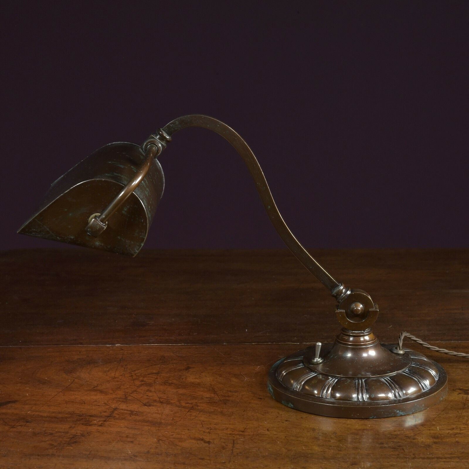 Lobed Base Bronzed Bankers Lamp photo buy