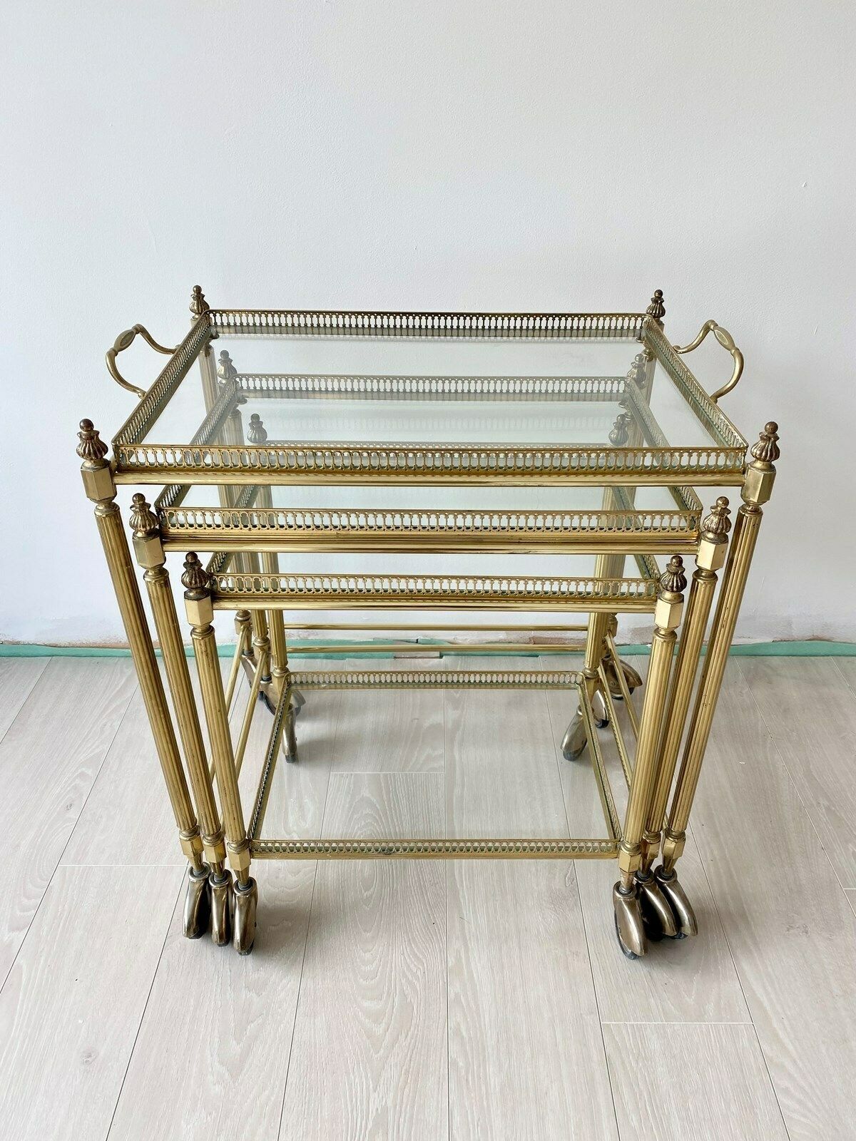 Nest Of French Brass Drinks Trolley Tables photo 895.0