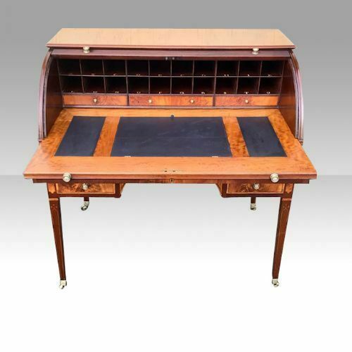 George III Hepplewhite Period Inlaid Mahogany Tambour Estate Writing Desk photo 16500.0