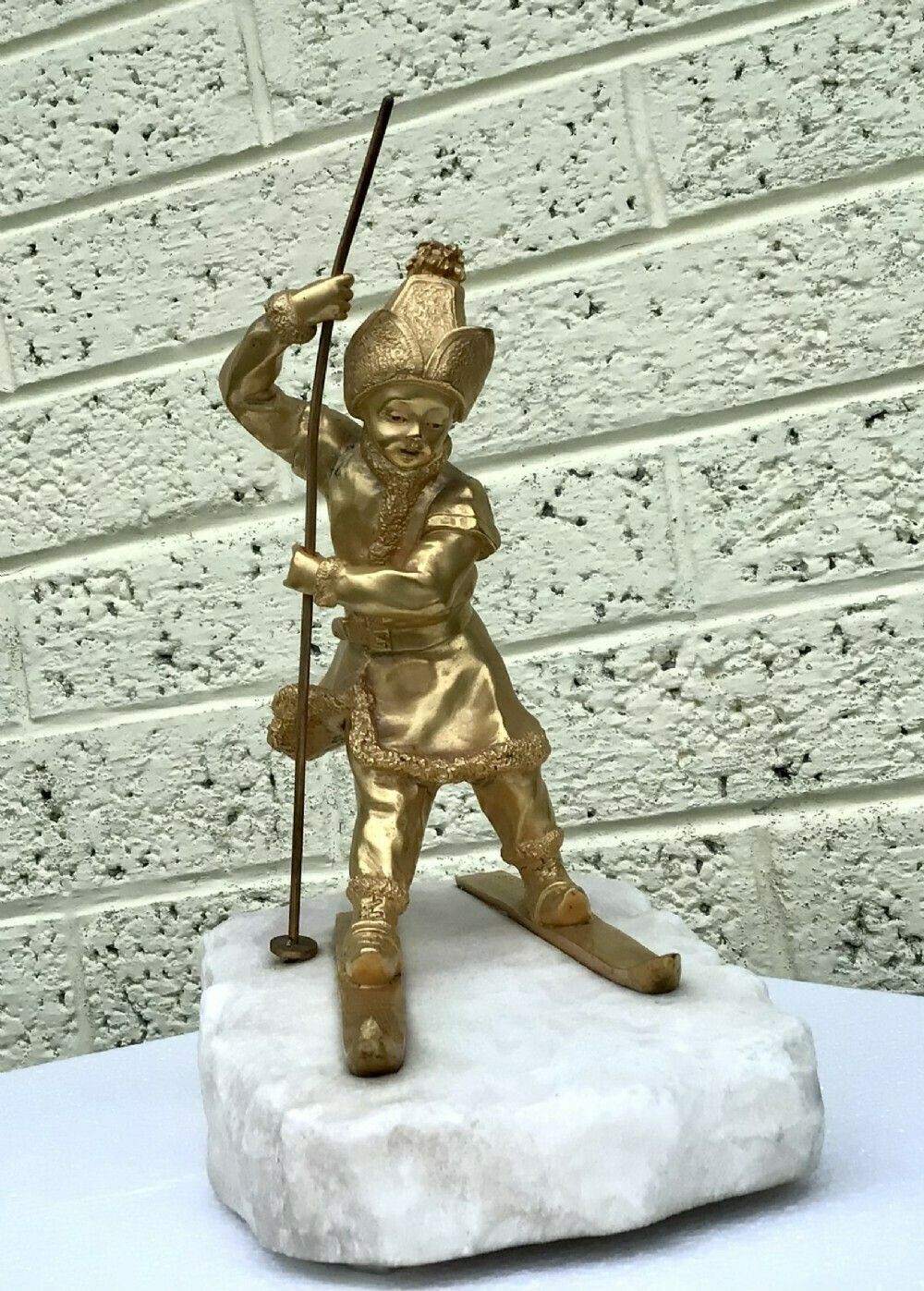 A Young Gilded Bronze Skier; Charlotte Monginot (1872 Paris   1962 Neuilly Sur Seine) photo furniture