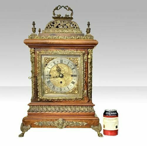 Large Triple Fusee Bracket Boardroom Musical Clock photo for sale