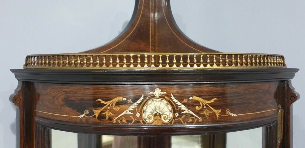 Antique Inlaid Rosewood Corner Cabinet photo for sale