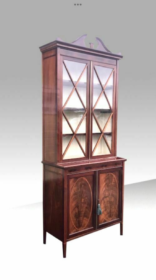 Antique Inlaid Mahogany Cabinet,Bookcase photo vinterior