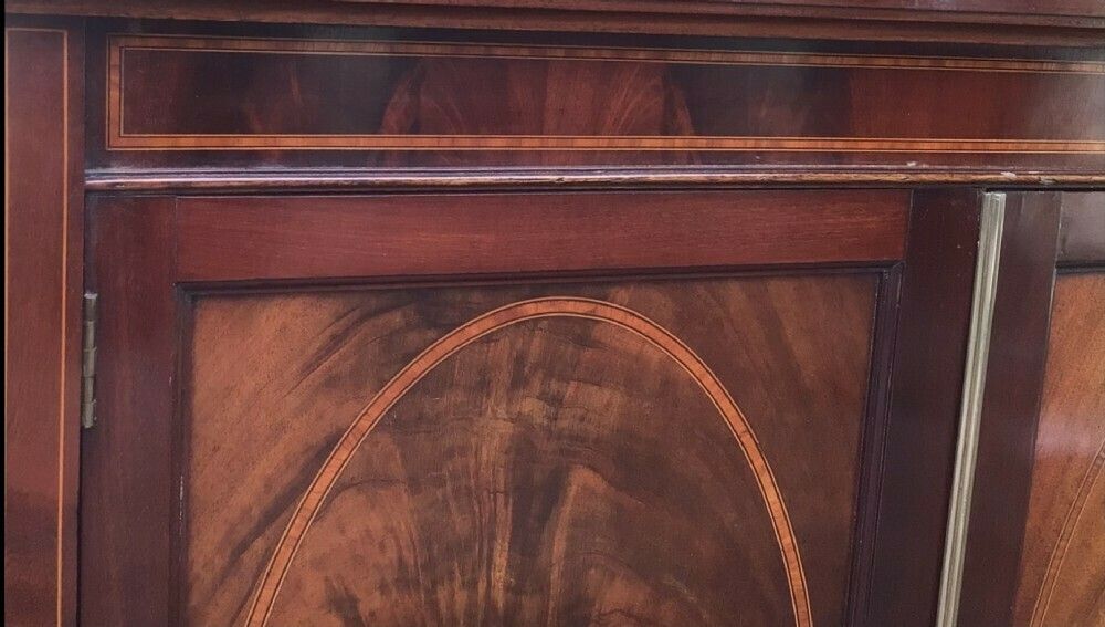 photo for sale Antique Inlaid Mahogany Cabinet,Bookcase