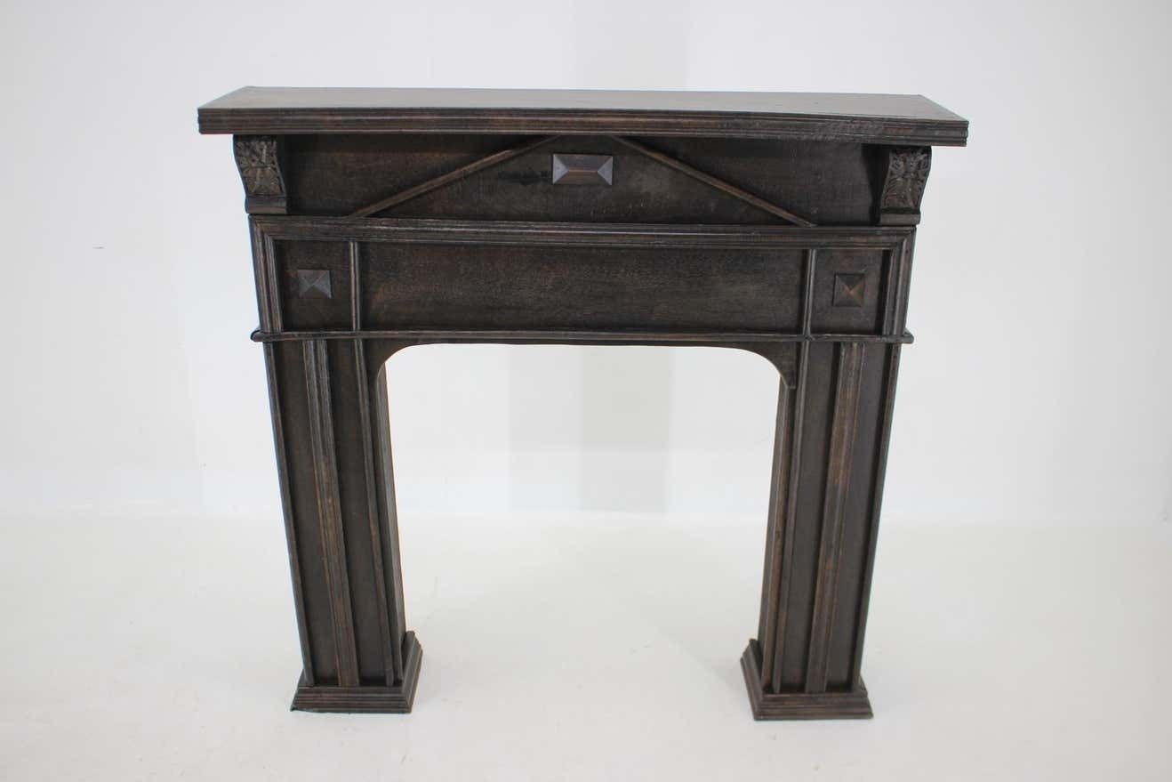 Antique Oak Fireplace Mantel, 1950s photo for sale