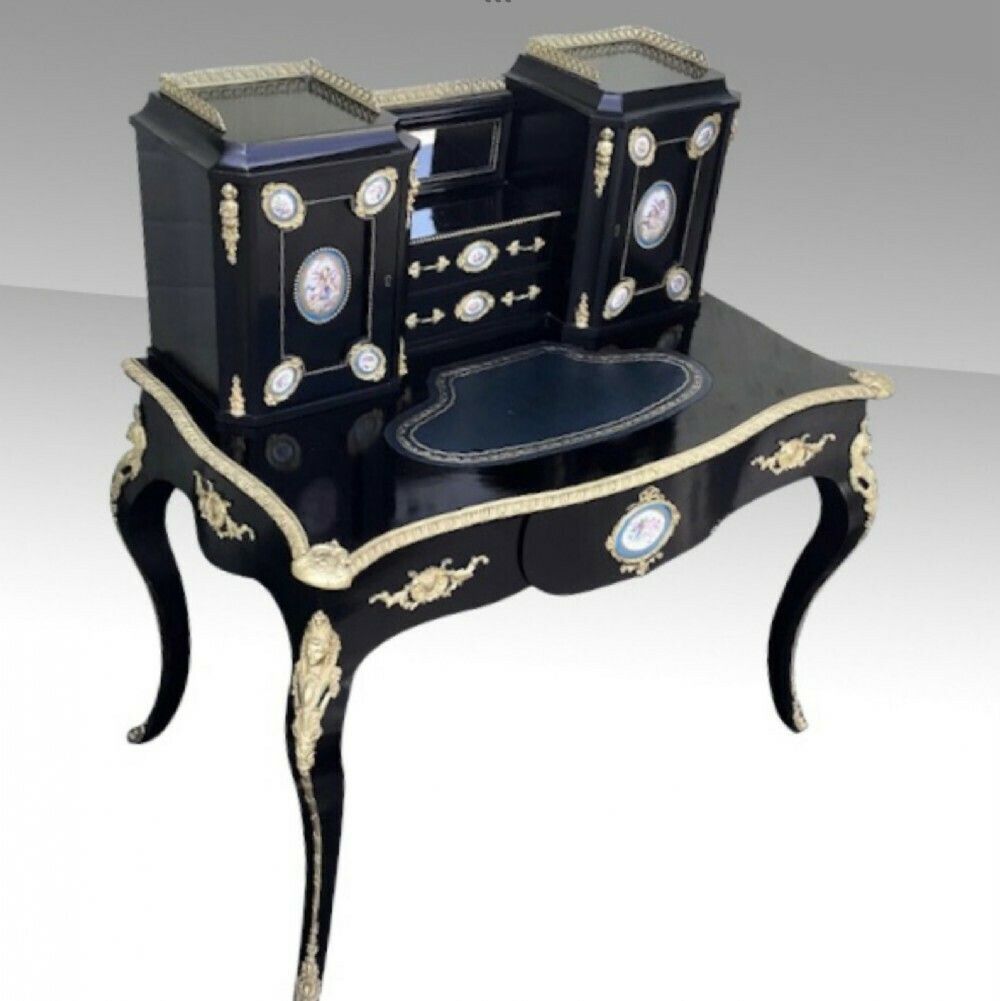 Antique Ebonised Ormolu Mounted Bon Heur Du Jour Desk photo 8800.0