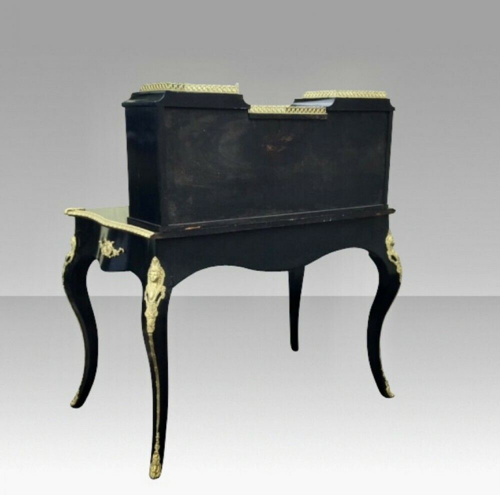 Antique Ebonised Ormolu Mounted Bon Heur Du Jour Desk photo vinterior