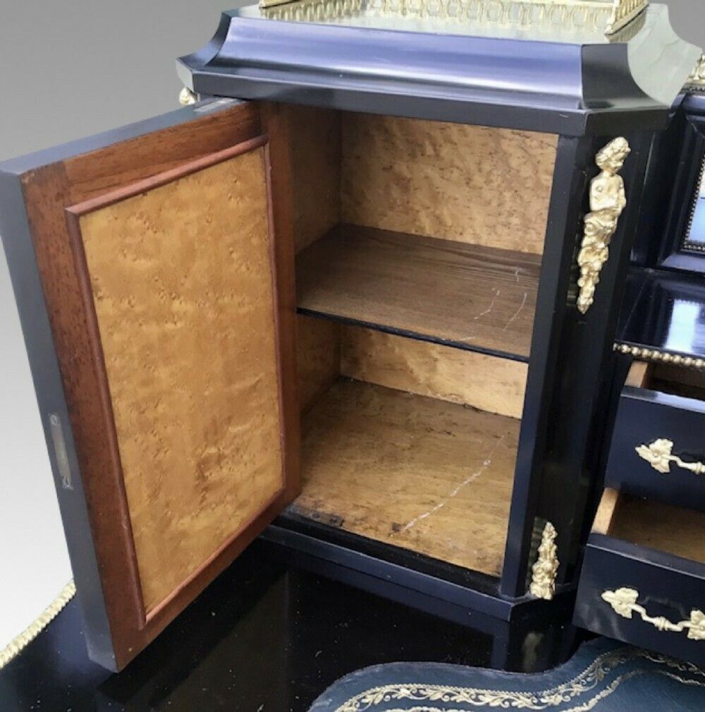 8800.0 Antique Ebonised Ormolu Mounted Bon Heur Du Jour Desk photo