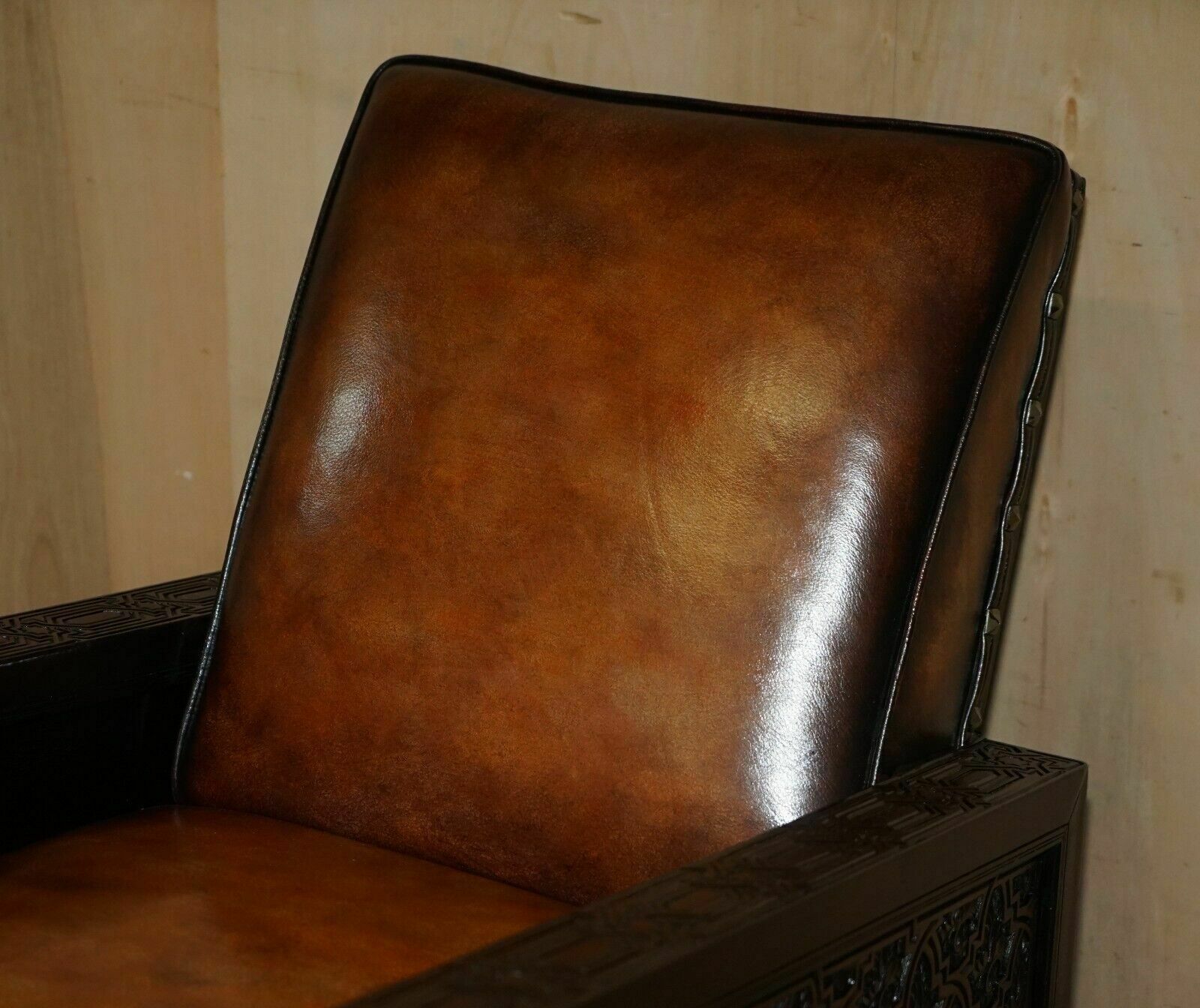 Fine Pair Of Fully Restored Antique Art Deco Armchairs Hand Carved Carved Panels photo Furniture