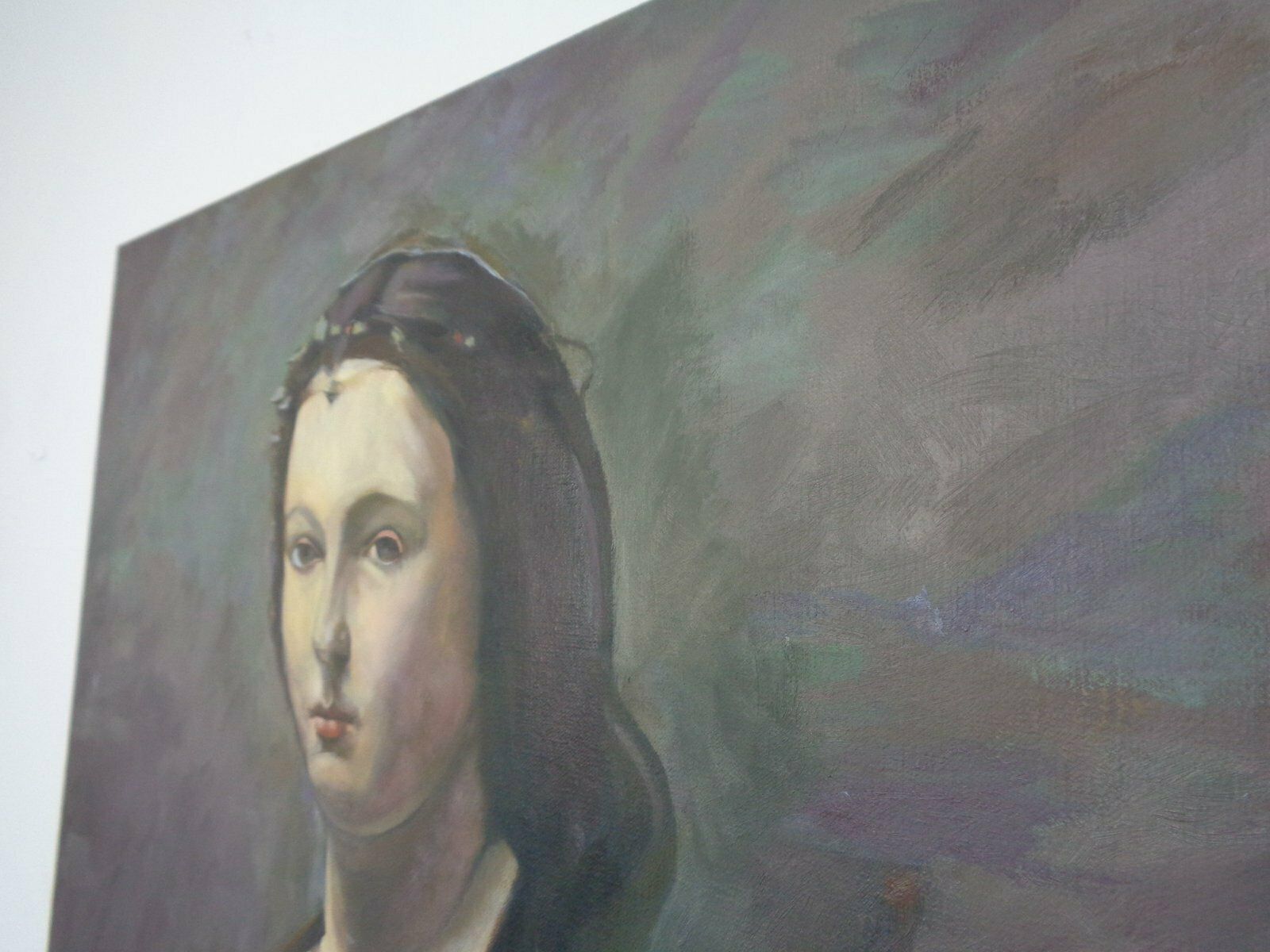 1320.0 Fred Neumann After Jean Baptiste Camille Corot, The Woman With The Pearl, 1980s, Oil On Canvas photo