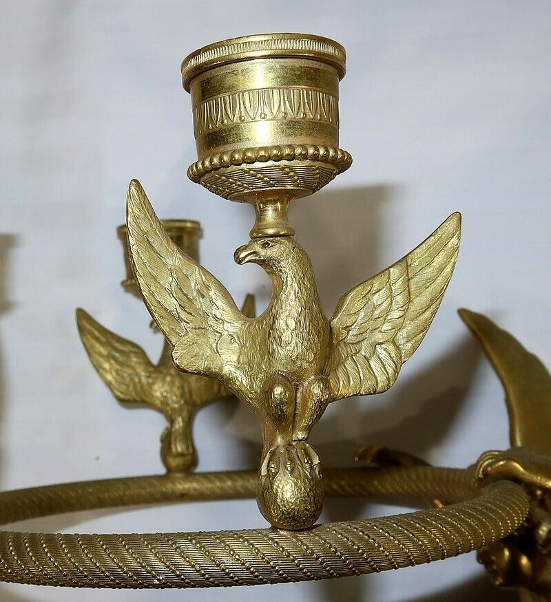 Pair Of Gilt Bronze Candle Holder Sconces, Empire   Early 19th Century photo buy