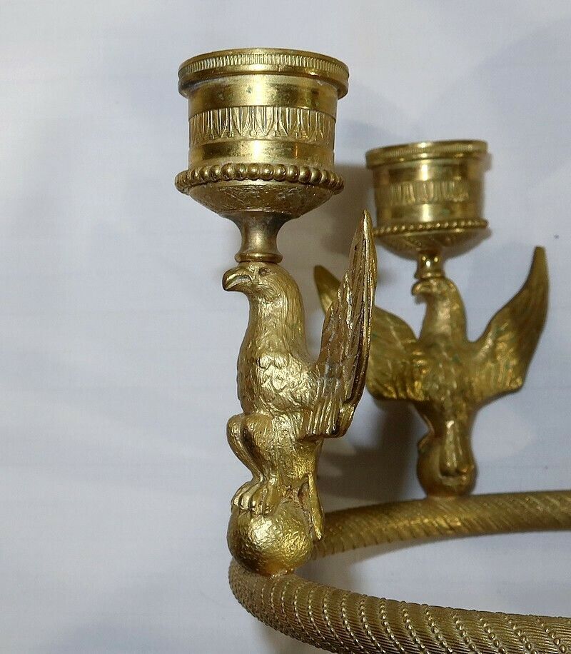 Pair Of Gilt Bronze Candle Holder Sconces, Empire   Early 19th Century photo vintage