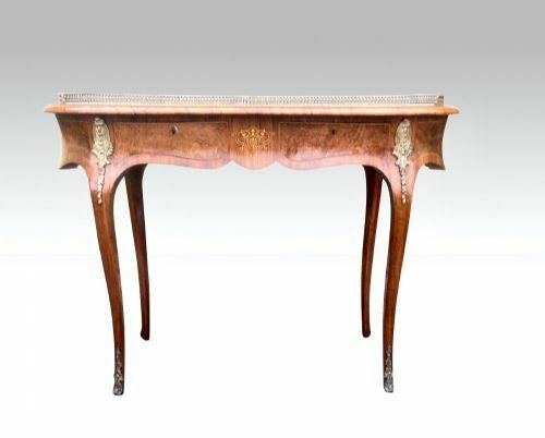 Quality Inlaid Burr Walnut Ormolu Mounted Kidney Shaped Antique Desk photo furniture