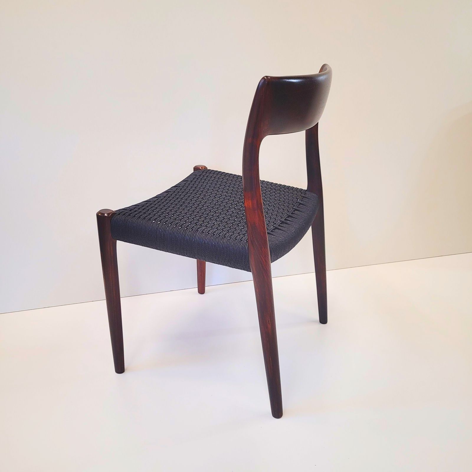Niels Otto Møller #77 Rosewood Dining Chair Black Paper Cord Seat photo 950.0