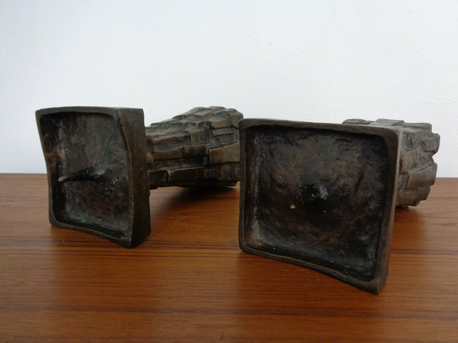 photo vintage Large Brutalist Bronze Candleholder, 1960s, Set Of 2