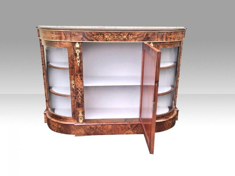 Exhibition Quality Burr Walnut Antique Credenza Cabinet Sideboard photo for sale