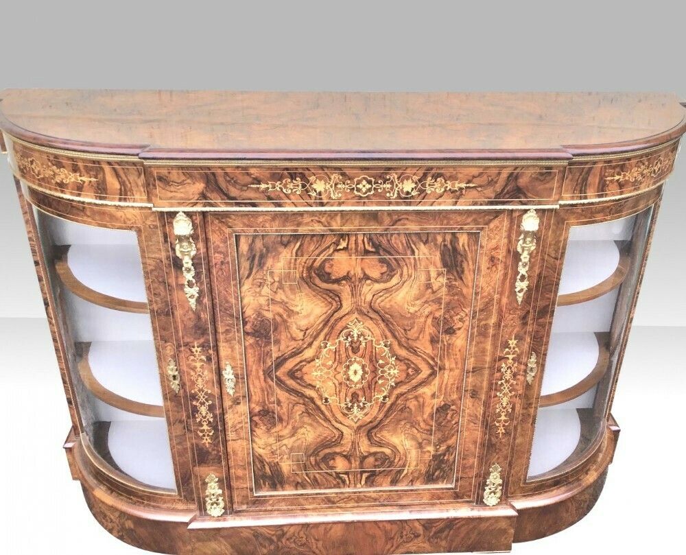 Exhibition Quality Burr Walnut Antique Credenza Cabinet Sideboard photo Furniture
