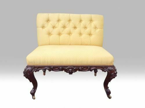 Pair Of Antique Rosewood Upholstered Window Seats photo for sale