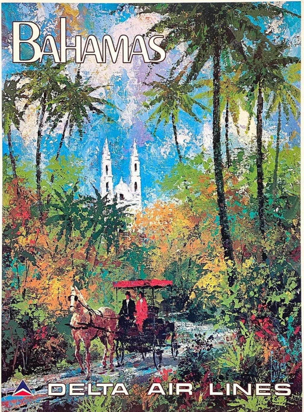 The Bahamas   Delta Air Lines Original Vintage Poster