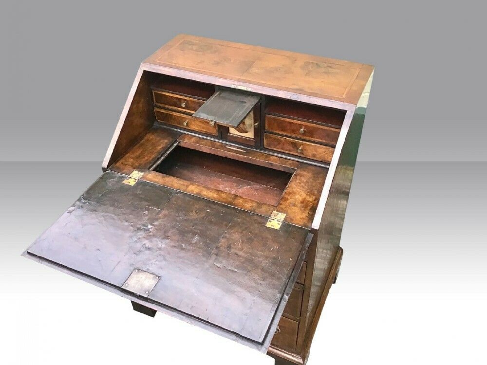 Rare Small Georgian Period Antique Walnut Bureau Desk photo Furniture