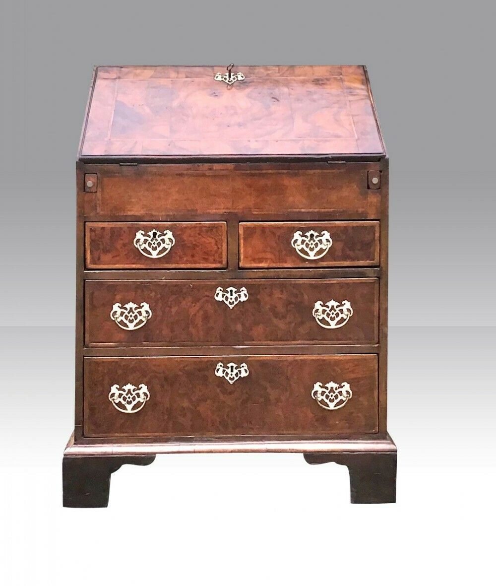 Rare Small Georgian Period Antique Walnut Bureau Desk photo vinterior