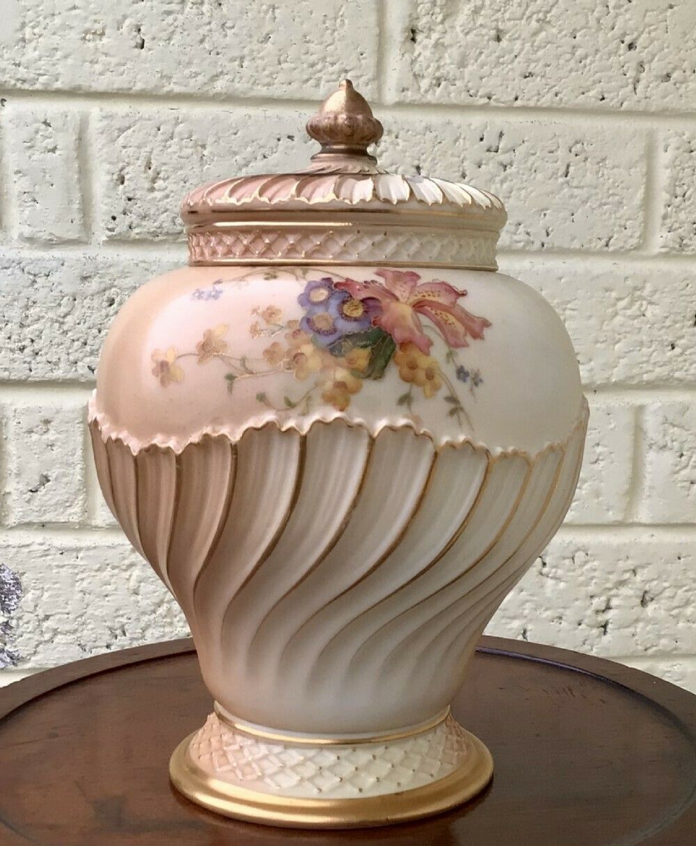 Antique Royal Worcester Blush Ivory Pot Pourri Vase And Cover photo furniture