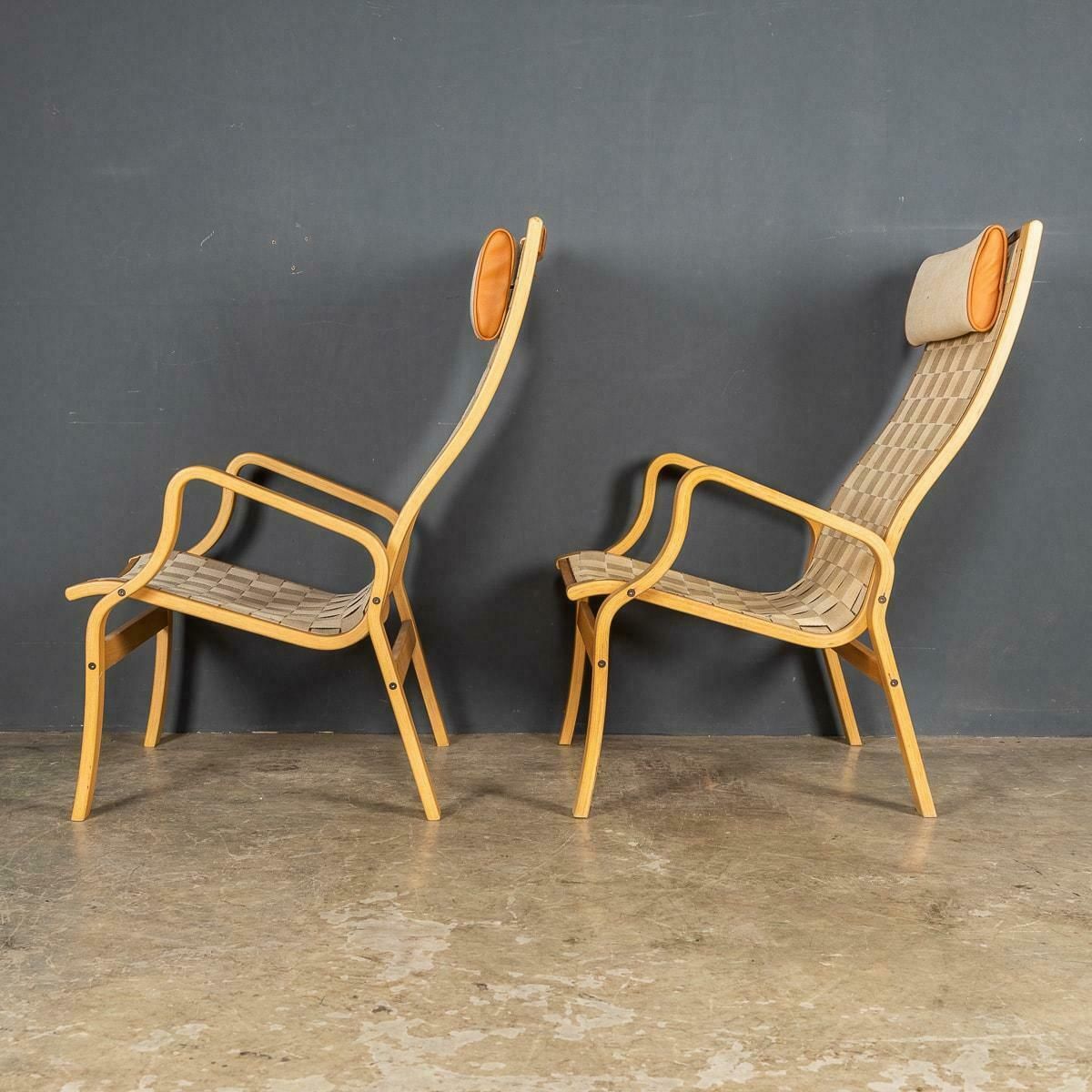 20th Danish Beech Framed Chairs & Ottoman, Bruno Mathsson C.1978 photo for sale