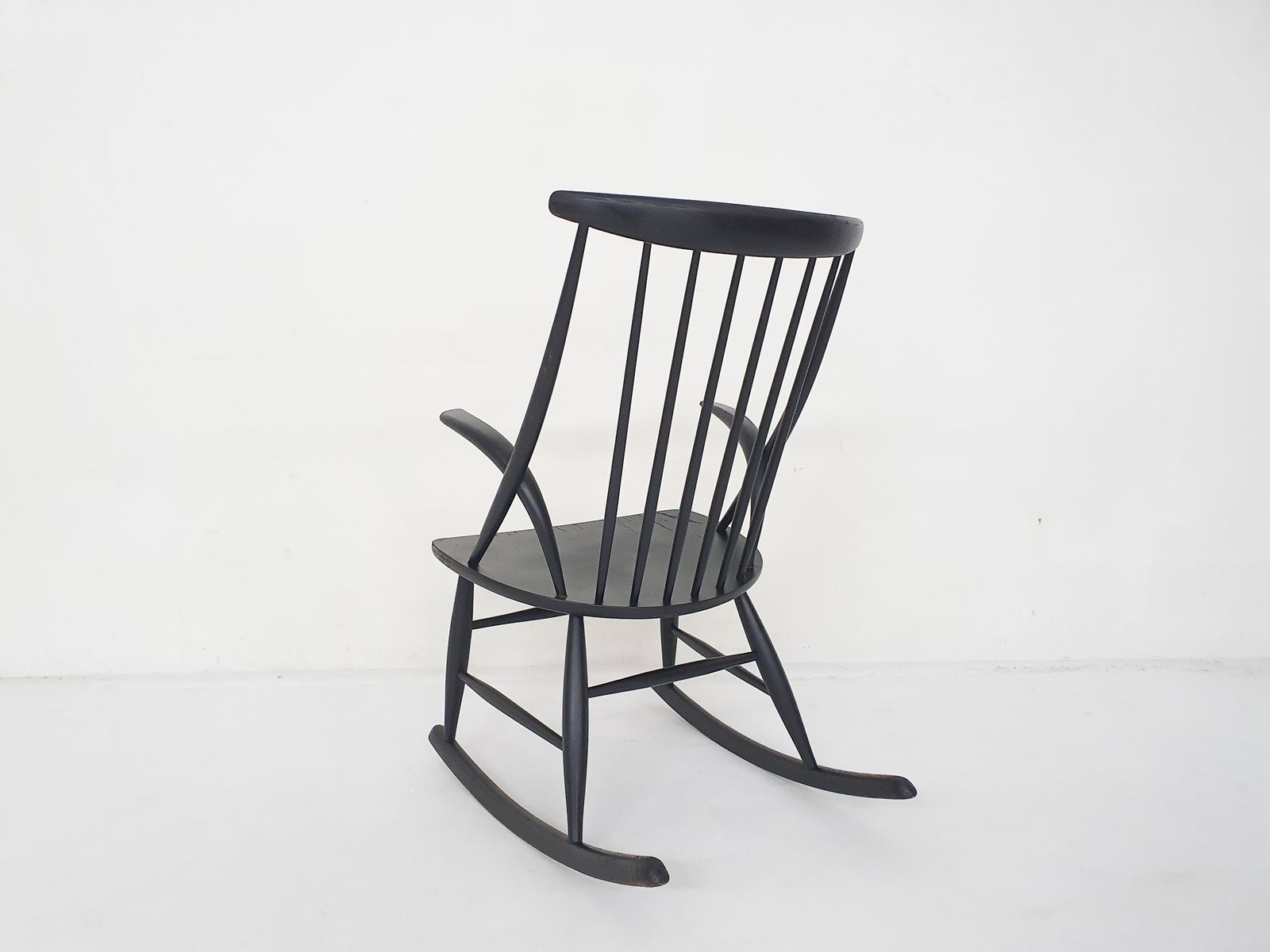 Black Wooden Rocking Chair By Illum Wikkelso For Niels Eilersen Model Iw3, Denmark 1958 photo buy