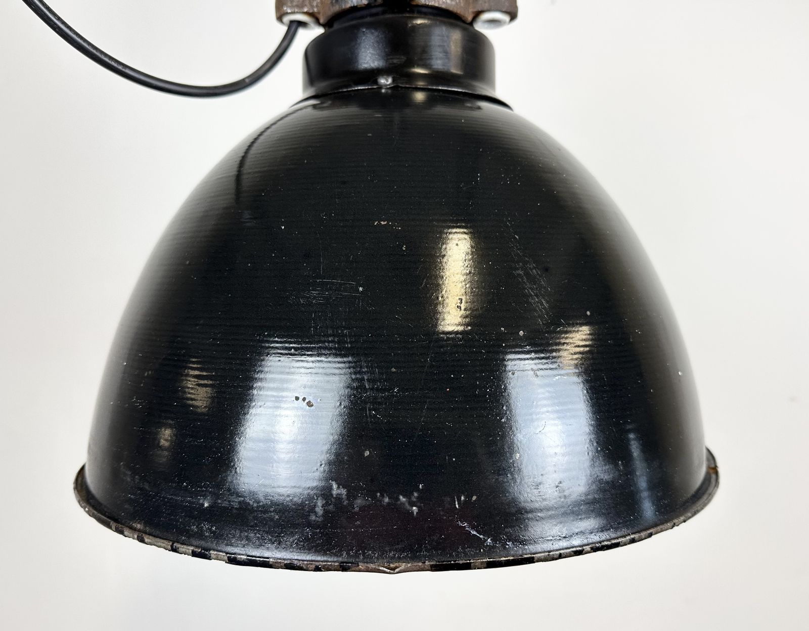 Bauhaus Black Enamel Factory Pendant Lamp, 1930s photo furniture