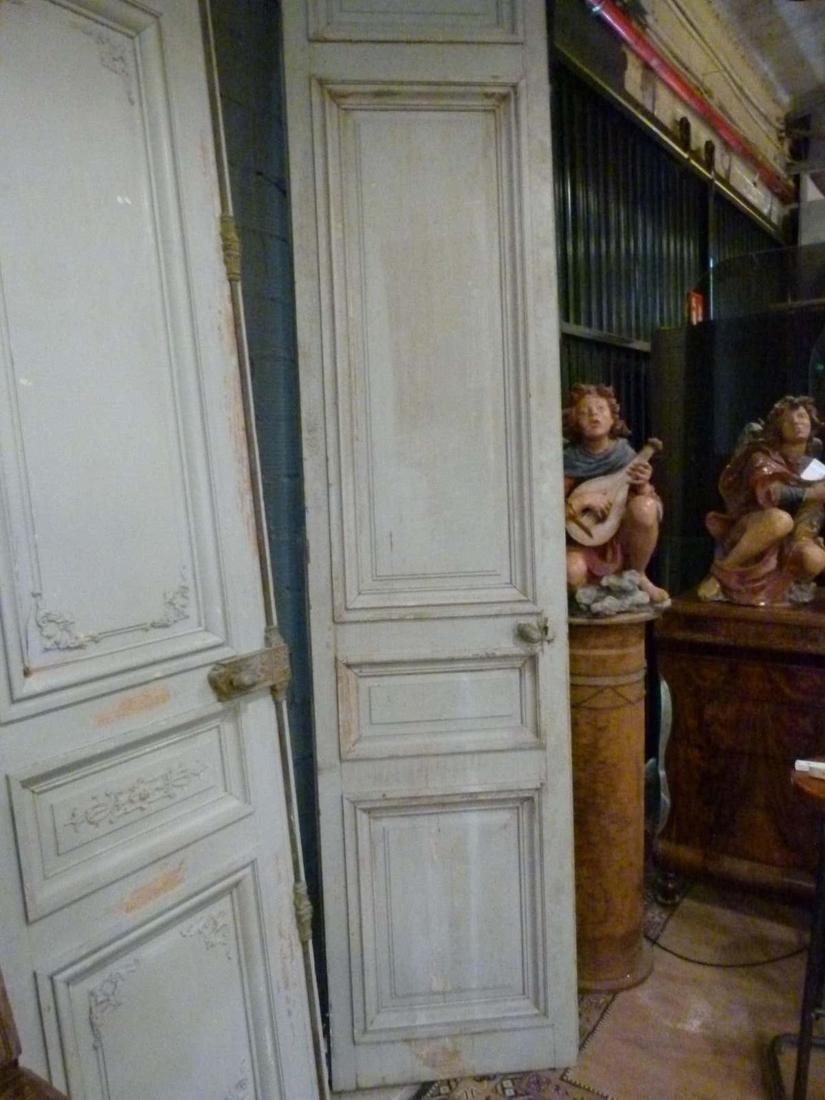 Antique Large Doble Wooden Interior Door In White Patina Colour photo buy