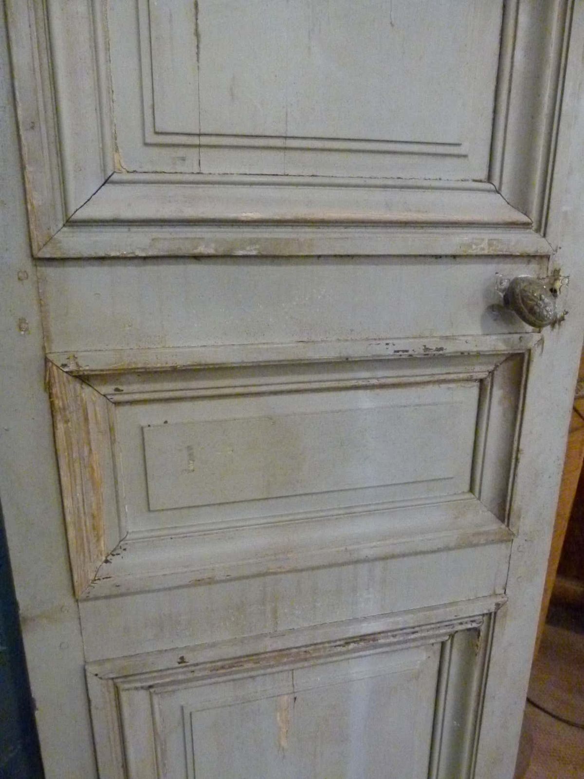 Antique Large Doble Wooden Interior Door In White Patina Colour photo vintage