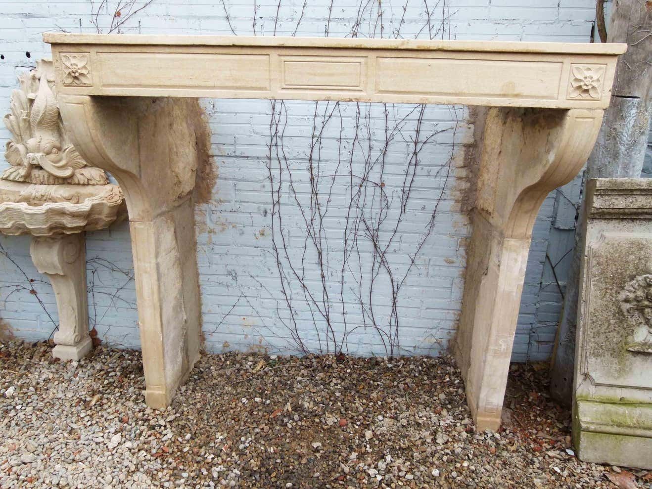 White French Limestone Fireplace Mantel photo furniture